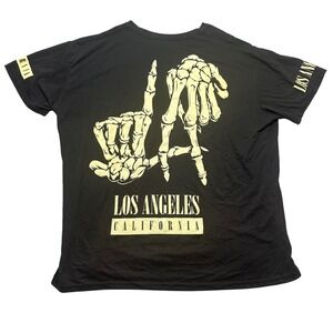 RGSTR Mens Black Los Angeles California Skeleton Hands Graphic T Shirt Size 2XL